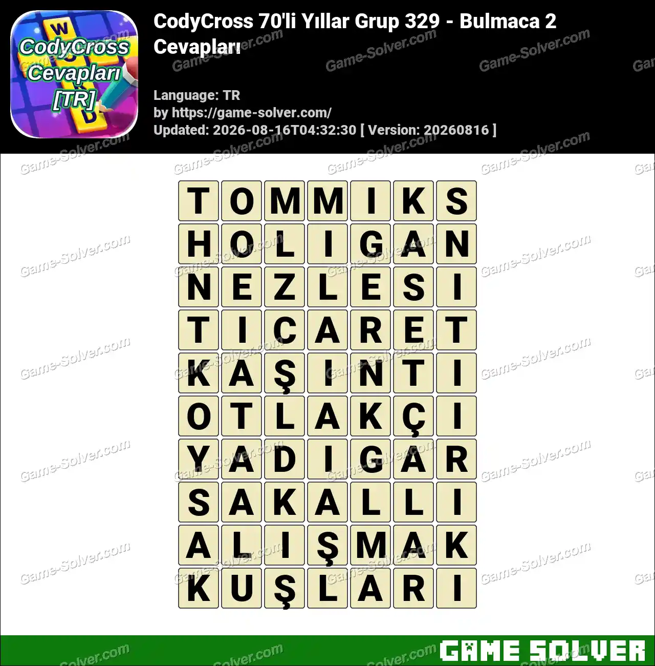 CodyCross 70’li Yıllar Grup 329 – Bulmaca 2 Cevapları